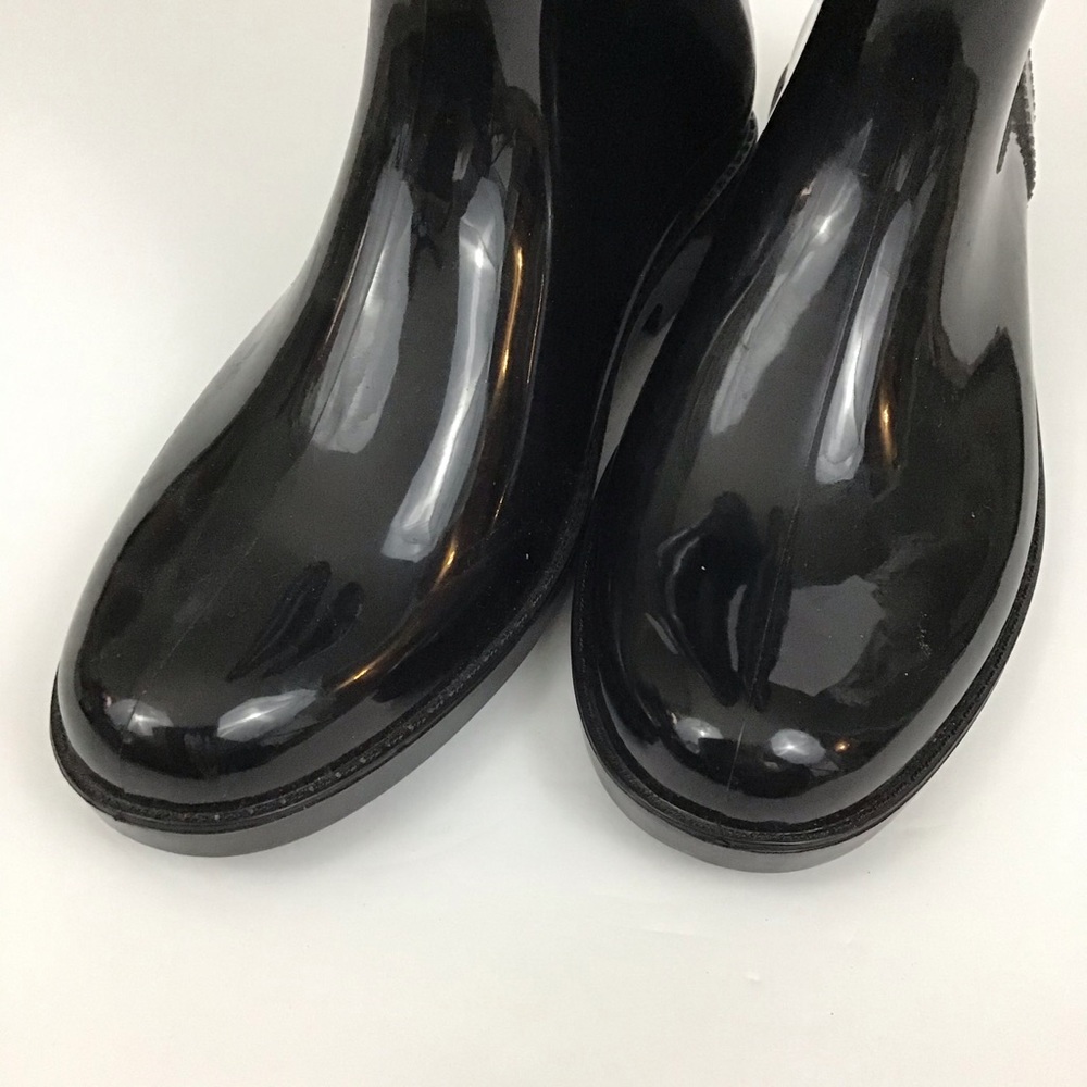 Coach Talia Black Strappy Tall Rain Boots Womens 6 - Picture 5 of 8